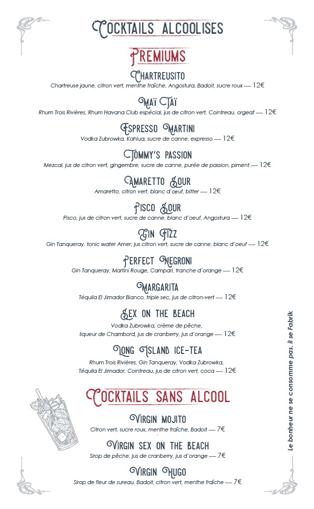 Carte des boissons page 4