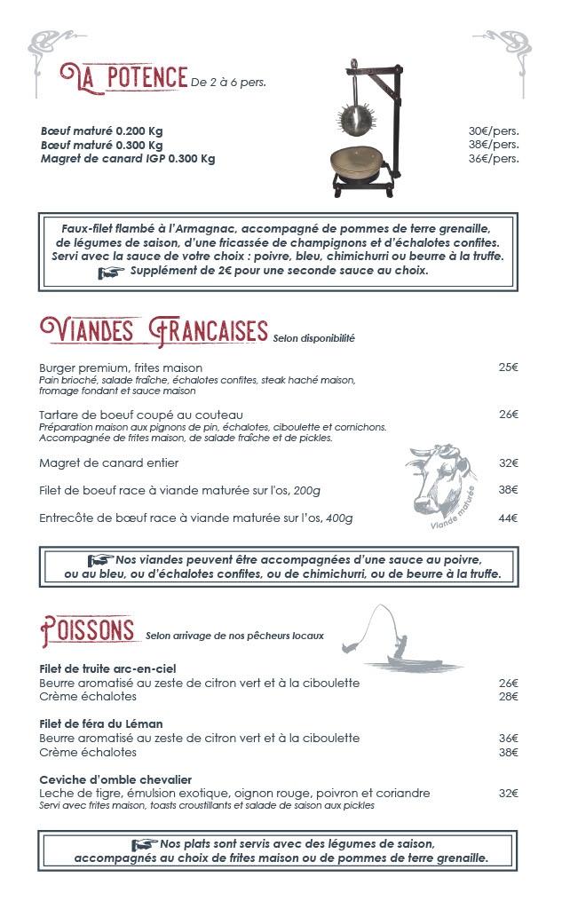 Carte Entrées et Plats page 2