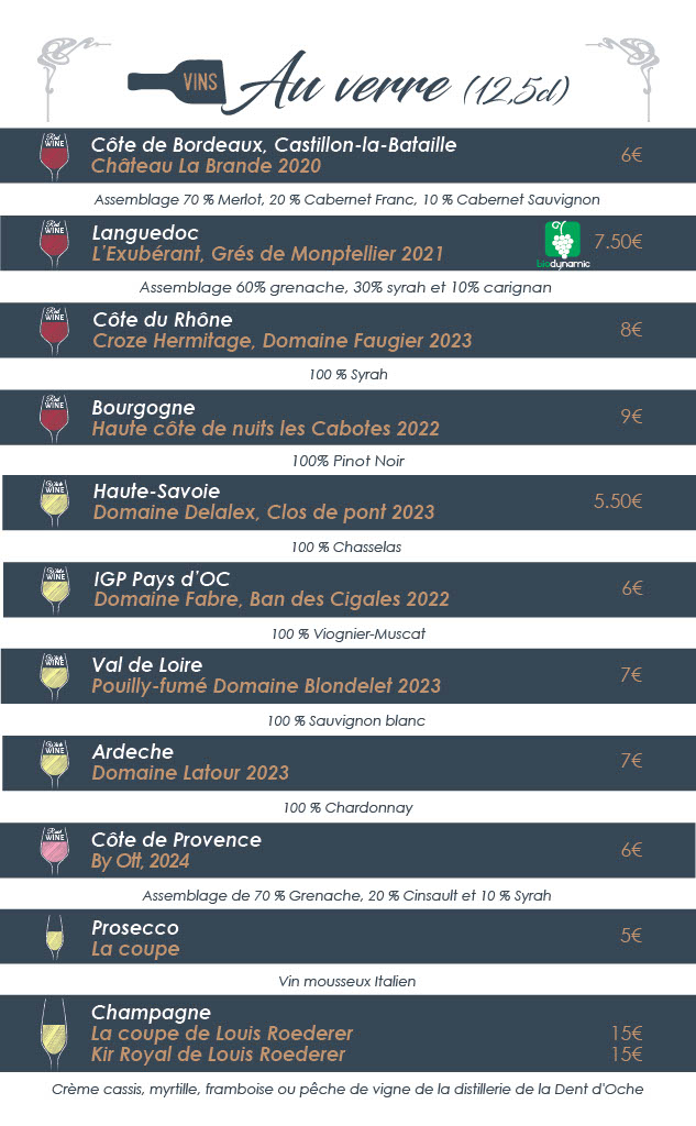 Carte des vins page 1
